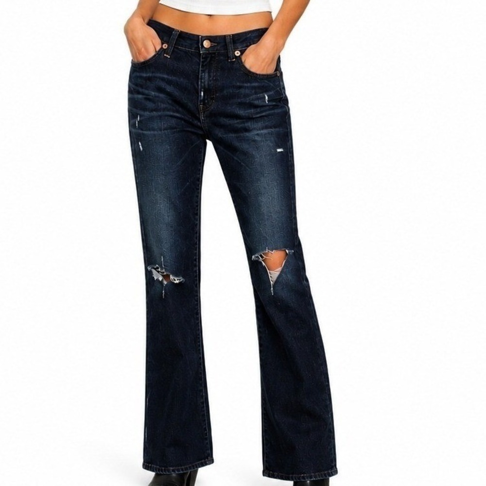 R13 Kick Flare Distressed Jeans Womens 27 Made In Italy Grunge Punk Edgy